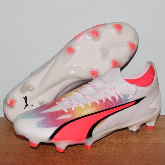 Puma Ultra Ultimate FG AG Soccer Cleats Mens 8 White Fire Orchid - Picture 1 of 6